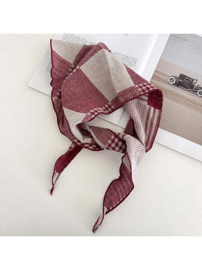 Scarvii - Retro Geometric Check Triangle Bandana