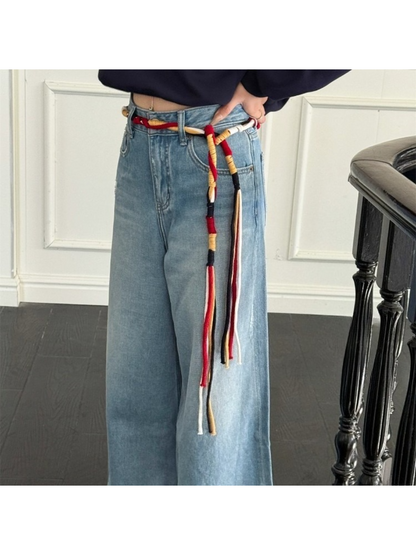 Scarvii - Spiral Stripe Wrapped Cord Skinny Scarf