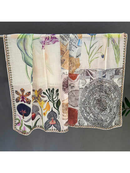 Scarvii - Vintage Botanical Collage Print Square Scarf