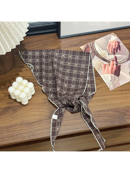 Scarvii - Polka Dot Check Rolled Edge Triangle Bandana