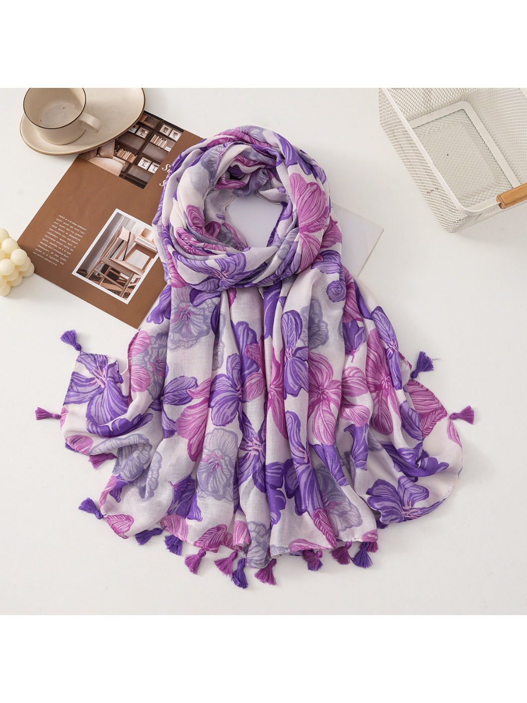 Scarvii - Floral Breeze Tassel Scarf