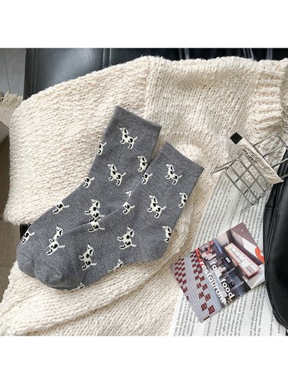 Rufia - Playful Dog Motif Crew Socks