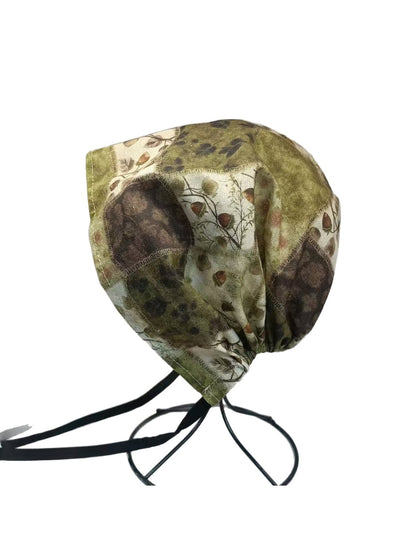 Haila - Retro Floral Tie Strap Headscarf Cap