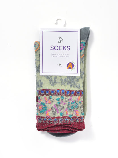 Rufia - Vintage Pattern Autumn-Winter Mid-Calf Socks