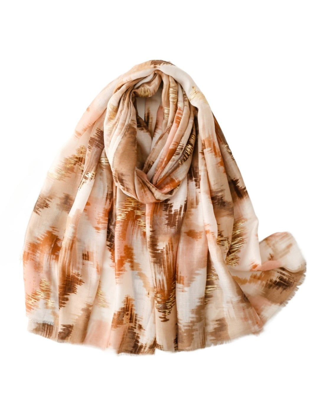Scarvii - Gold Foil Scarf with Lake & Mountain Pattern