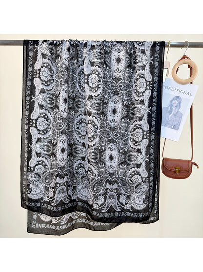 Scarvii - Ornate Paisley Print Lightweight Scarf