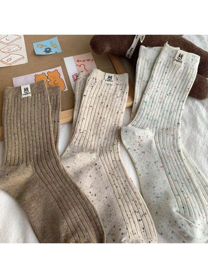 Rufia - Flecked Rib Knit Crew Socks