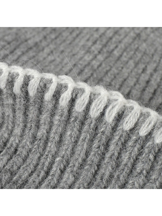 Haila - Contrast-Stitch Cuffed Knit Beanie