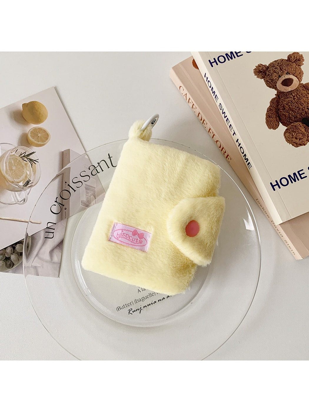 Cosbai - Solid Color Fold Over Plush Coin Purse
