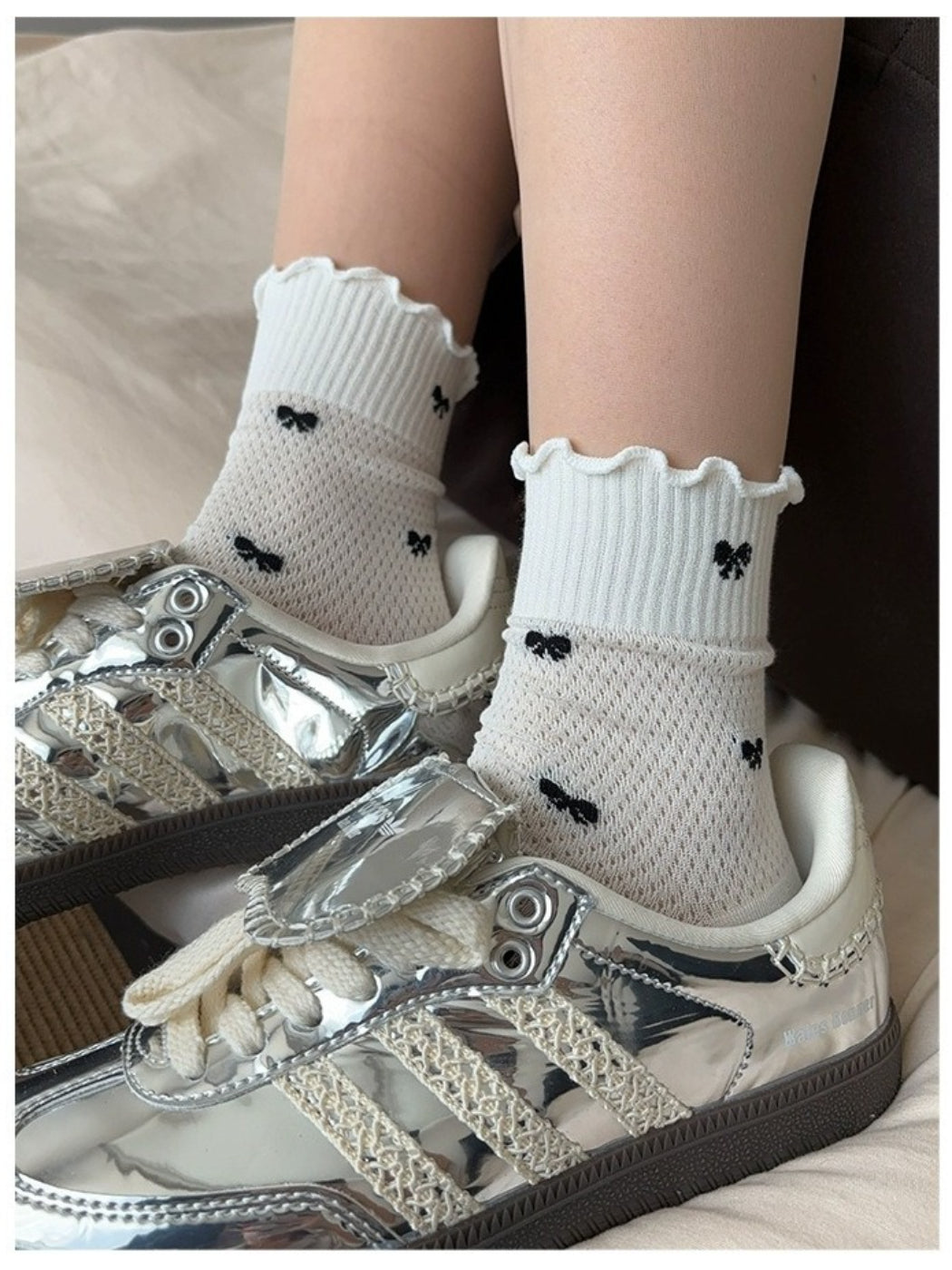 Rufia Mesh Bow Ruffle Crew Socks product image 4