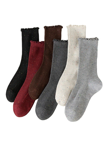 Rufia - Heathered Ribbed Casual Crew Socks