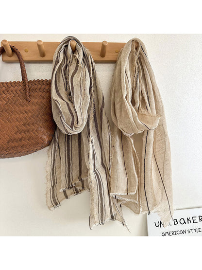 Scarvii - Stripe Fringe Long Scarf