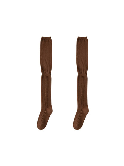 Rufia - Solid Color Textured Knee-High Socks