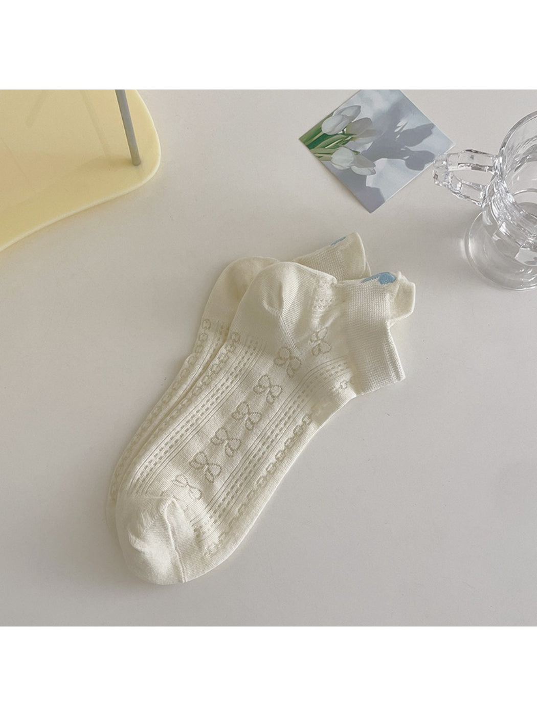 Rufia - Bow Pattern Lightweight Ankle Socks