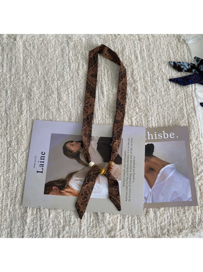 Scarvii Knotted Bead Detail Skinny Scarf