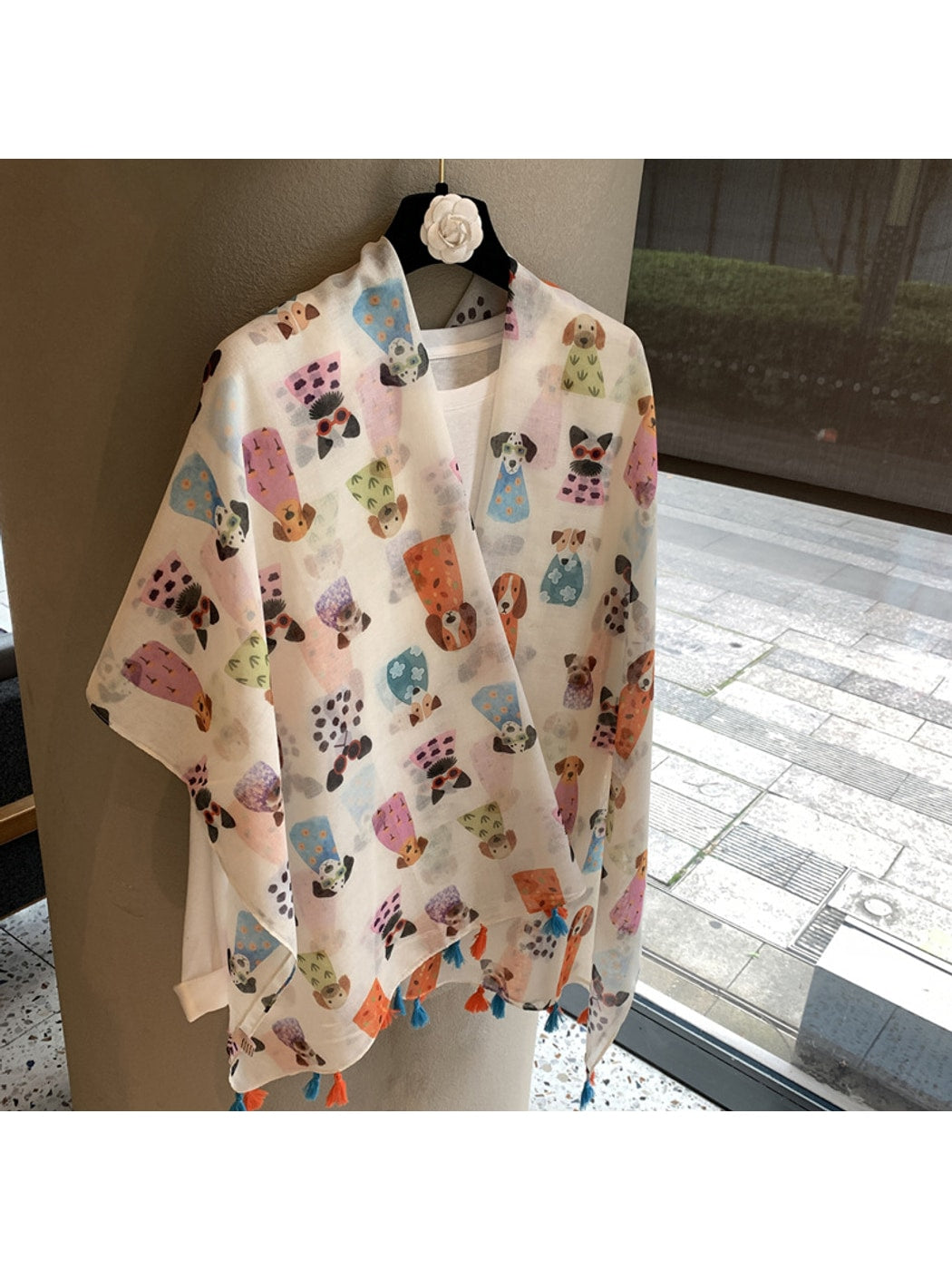 Scarvii - Playful Dog Print Shawl Scarf
