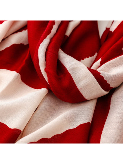 Scarvii - Modern Stripe Print Tassel Scarf