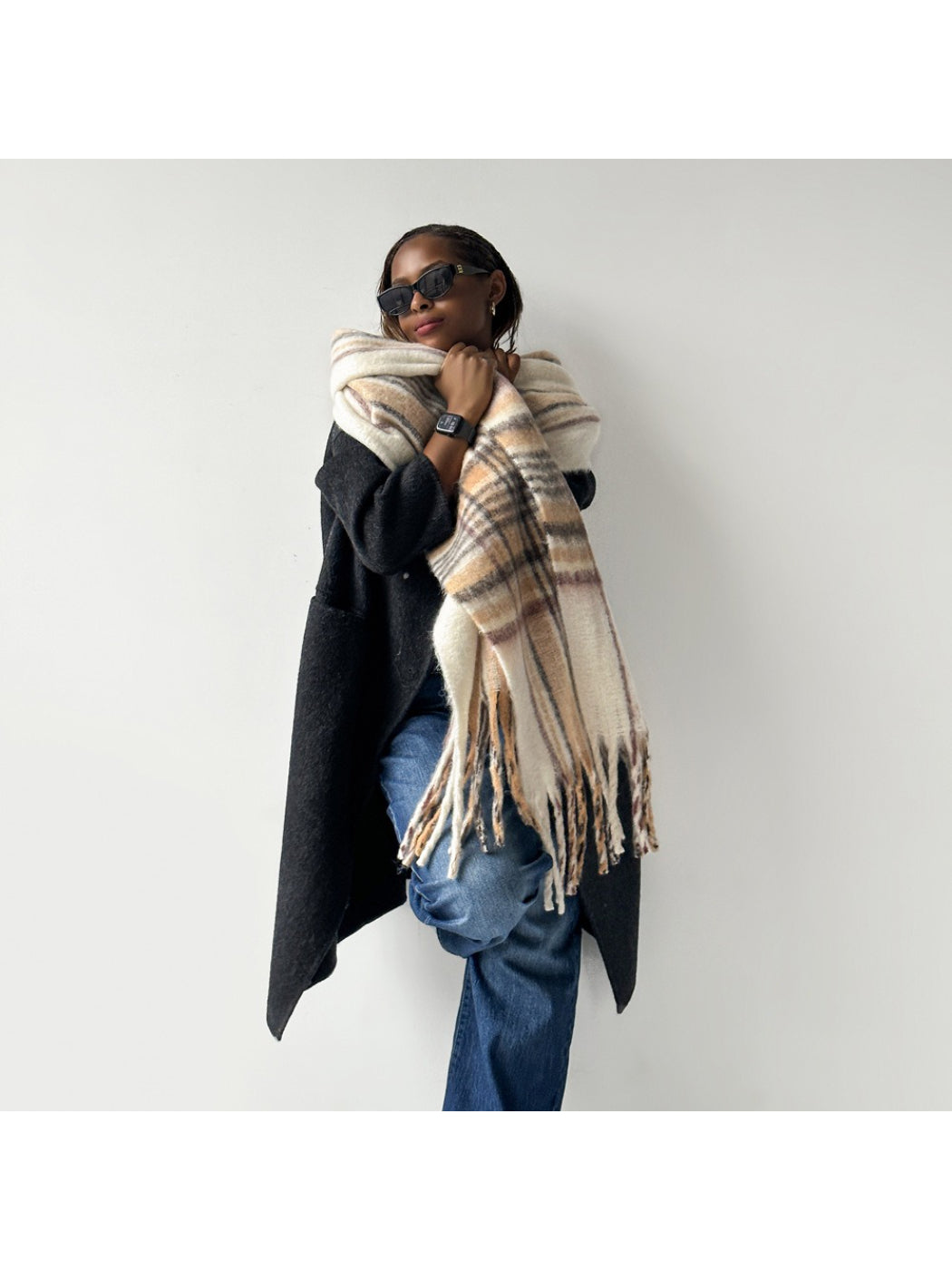 Scarvii - Plaid Brushed Long Winter Scarf
