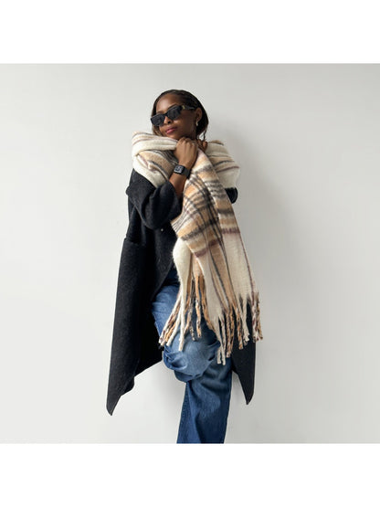 Scarvii - Plaid Brushed Long Winter Scarf