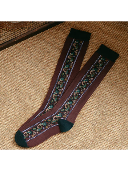 Rufia - Retro Paisley Trim Knee Socks
