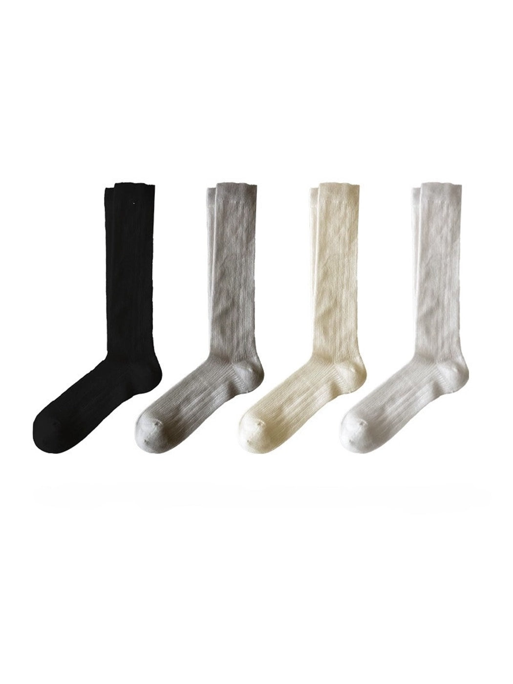 Rufia - Solid Tone Stacked Look Mid Calf Socks