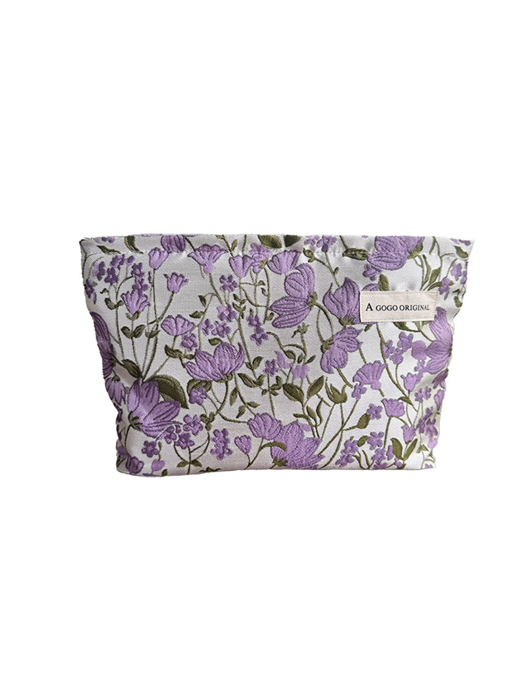Cosbai - Purple Floral Zipper Cosmetic Organizer Bag