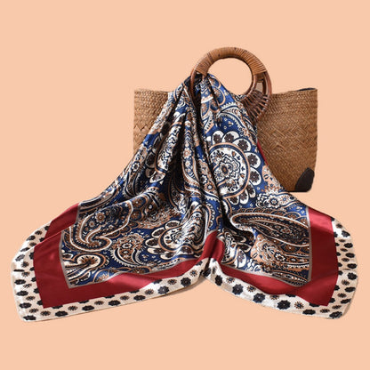 Scarvii - Vintage Paisley Orange Blue Square Scarf