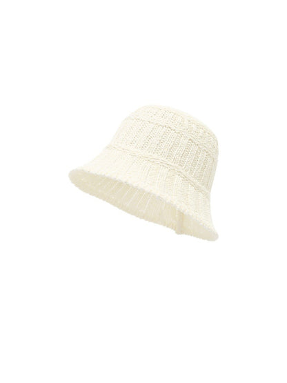 Top view of Haila knit bucket hat displaying circular knit stripe design