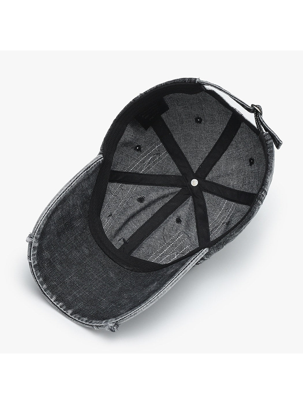 Haila - Washed Frayed Trim Curved Brim Baseball Cap