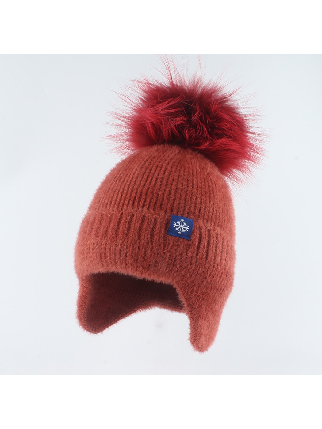 Haila - Pom Accent Women's Knit Ear Flap Beanie