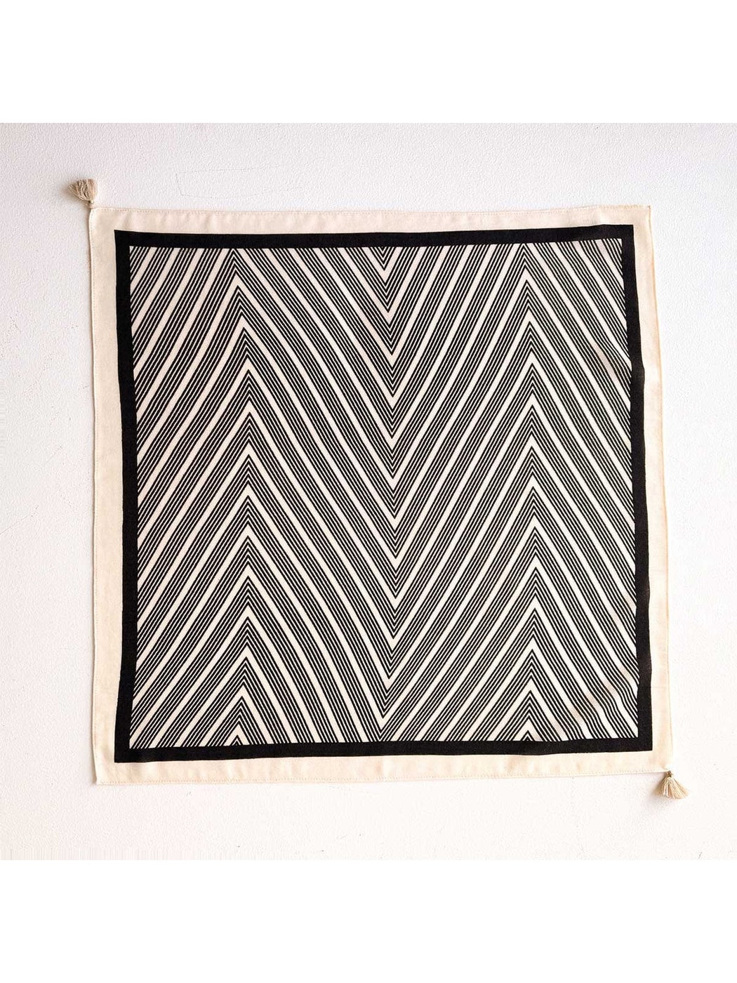 Scarvii - Geometric Line Print Tassel Square Scarf