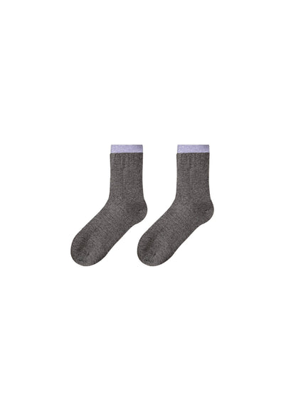 Rufia - Fuzzy Ribbed Cuff Crew-Length Socks