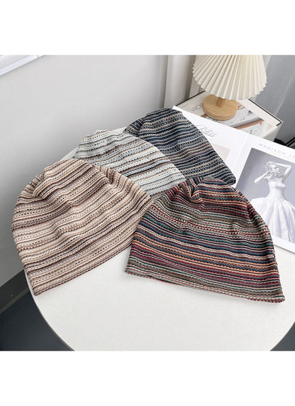 Haila - Multicolor Striped Open-Knit Beanie