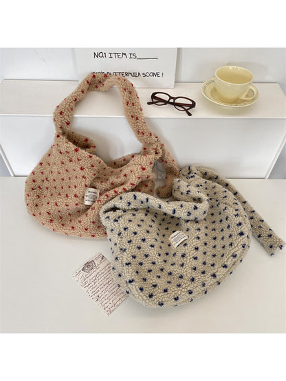 Cosbai – Plush Heart Printed Crossbody Shoulder Bag