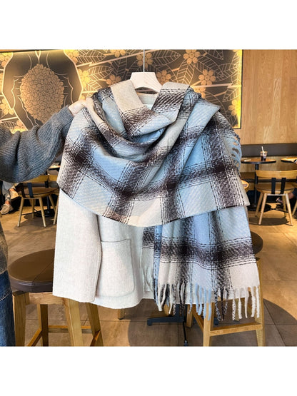 Scarvii - Bold Plaid Fringed Winter Scarf