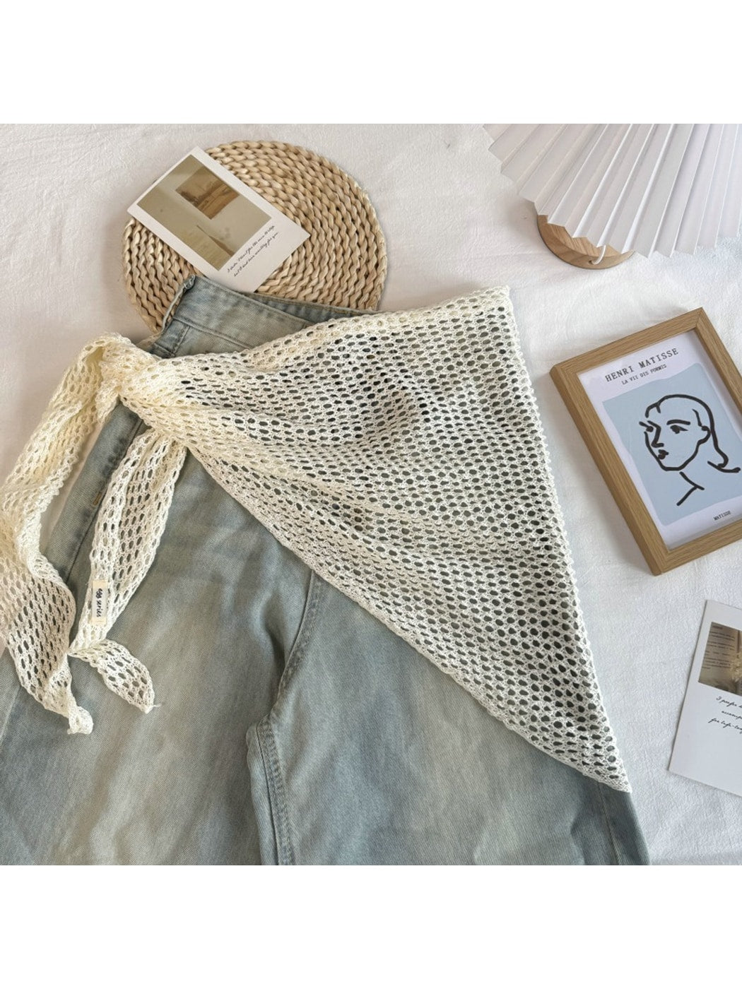 Scarvii - Openwork Knit Triangle Scarf