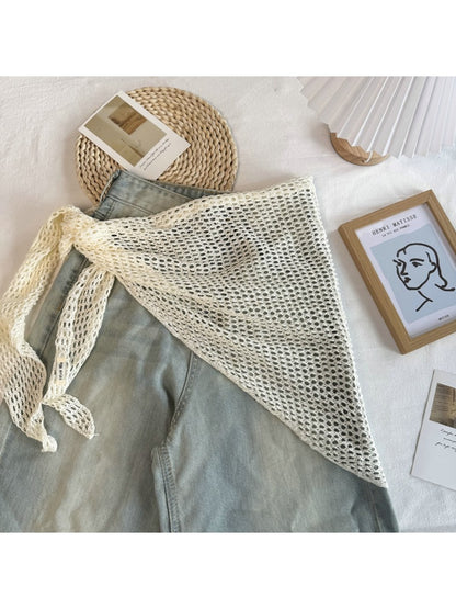 Scarvii - Openwork Knit Triangle Scarf