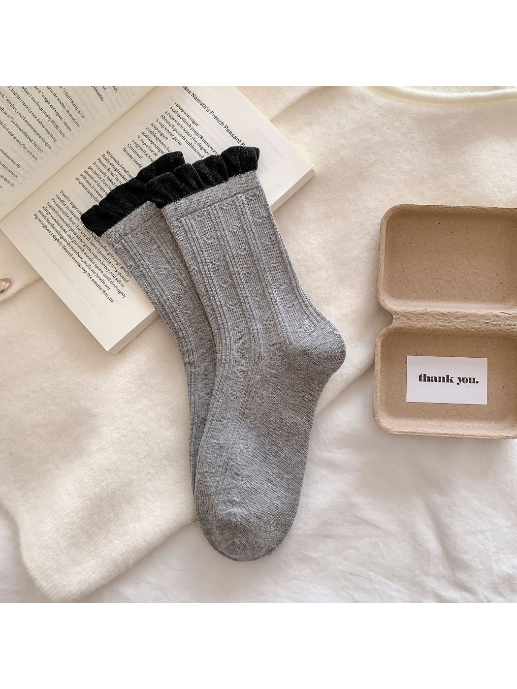 Rufia - Textured Ruffle Cuff Crew Socks product image 7
