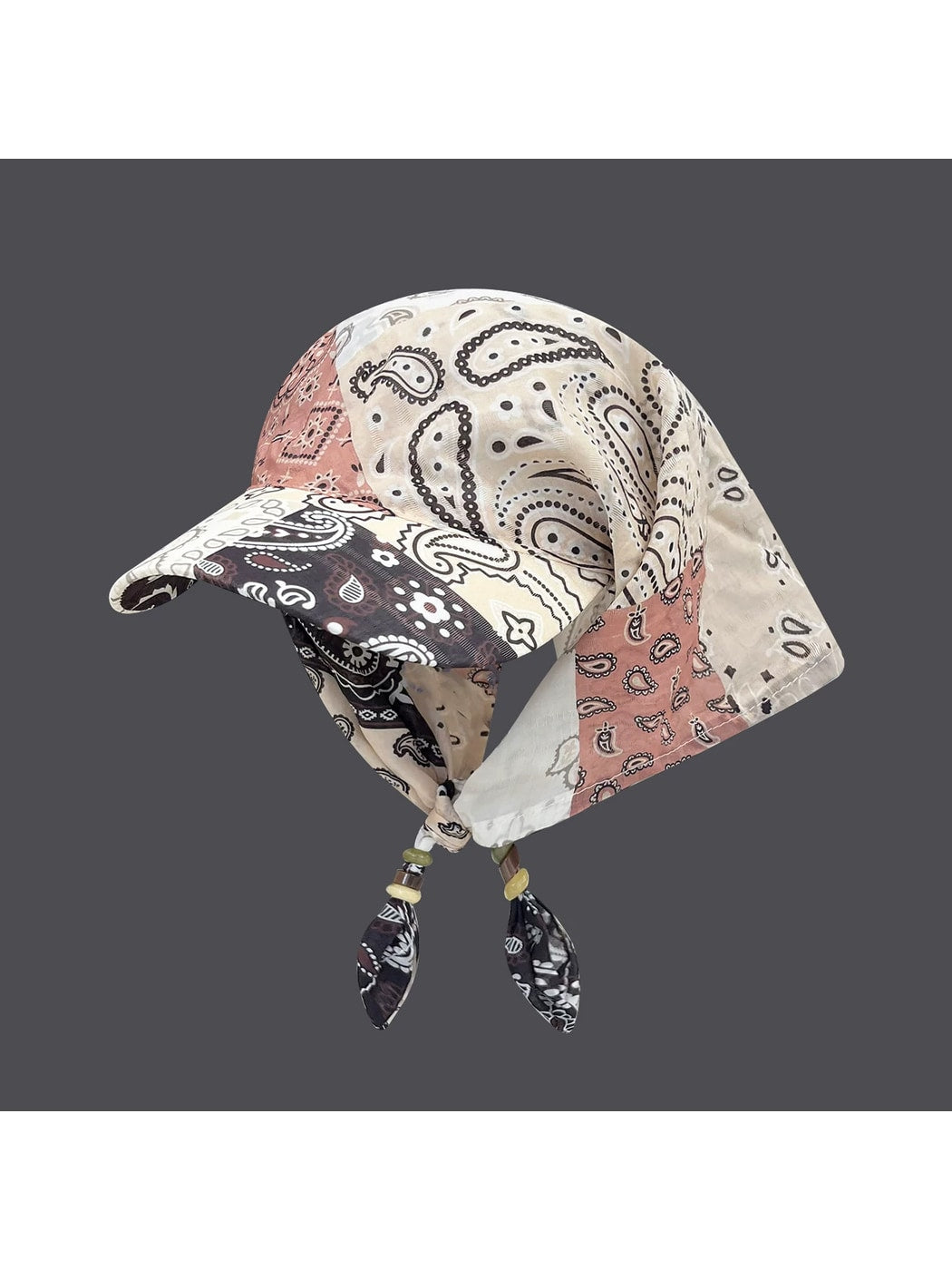 Haila - Paisley Print Curved Brim Headscarf Cap