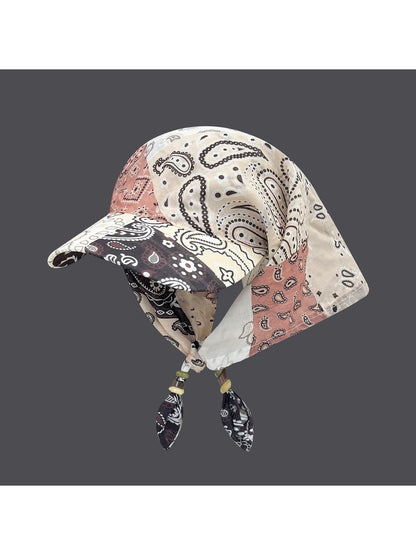 Haila - Paisley Print Curved Brim Headscarf Cap