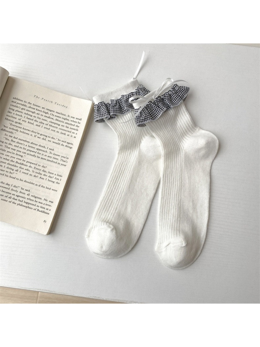 Rufia - Sweet Gingham Ruffle Crew Socks