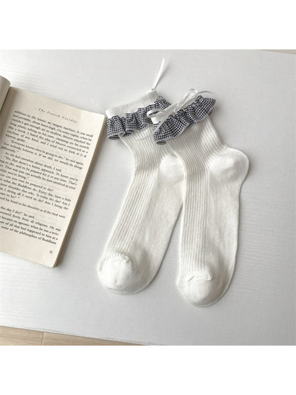 Rufia - Sweet Gingham Ruffle Crew Socks