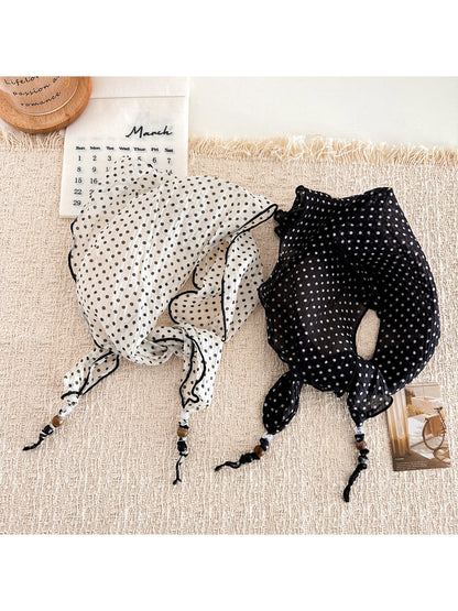 Scarvii - Polka Dot Beaded Tie Triangle Scarf