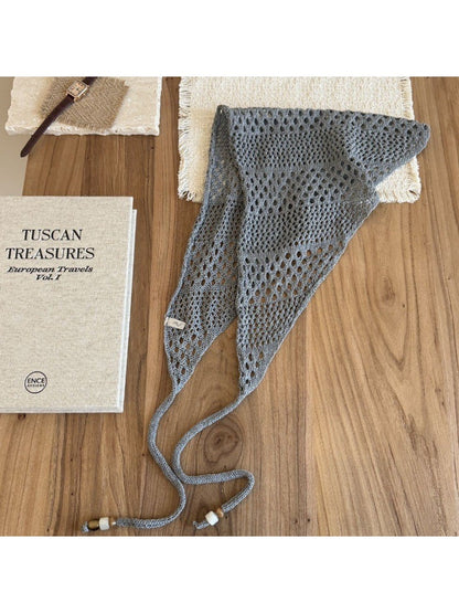 Scarvii - Solid Openwork Knit Triangle Scarf