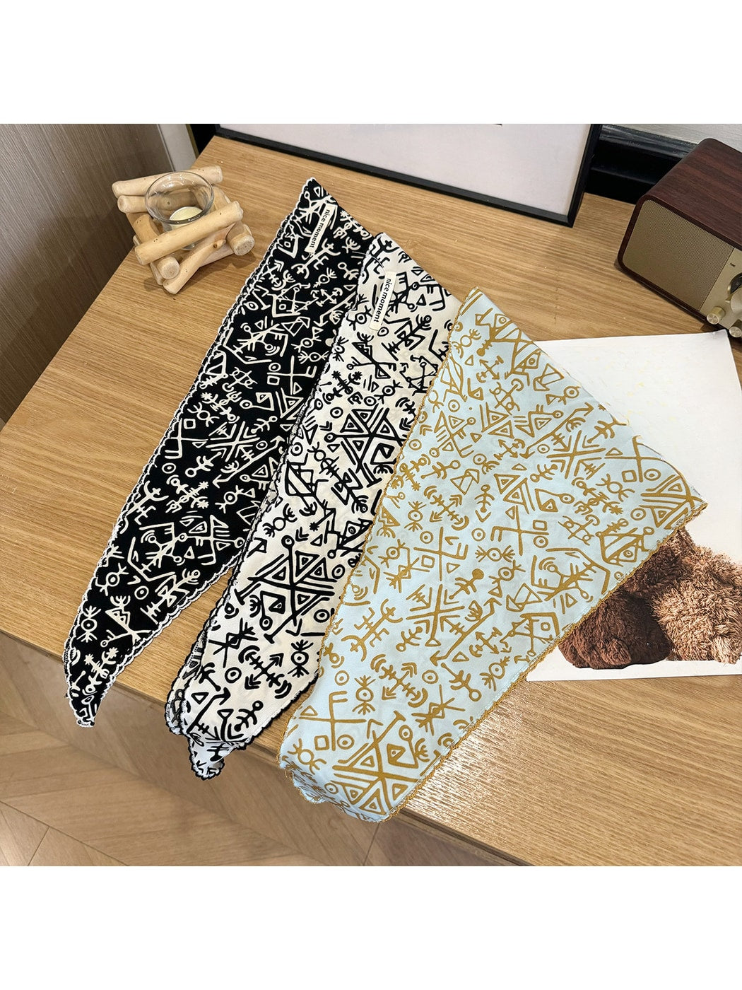 Scarvii - Abstract Symbol Print Triangle Bandana
