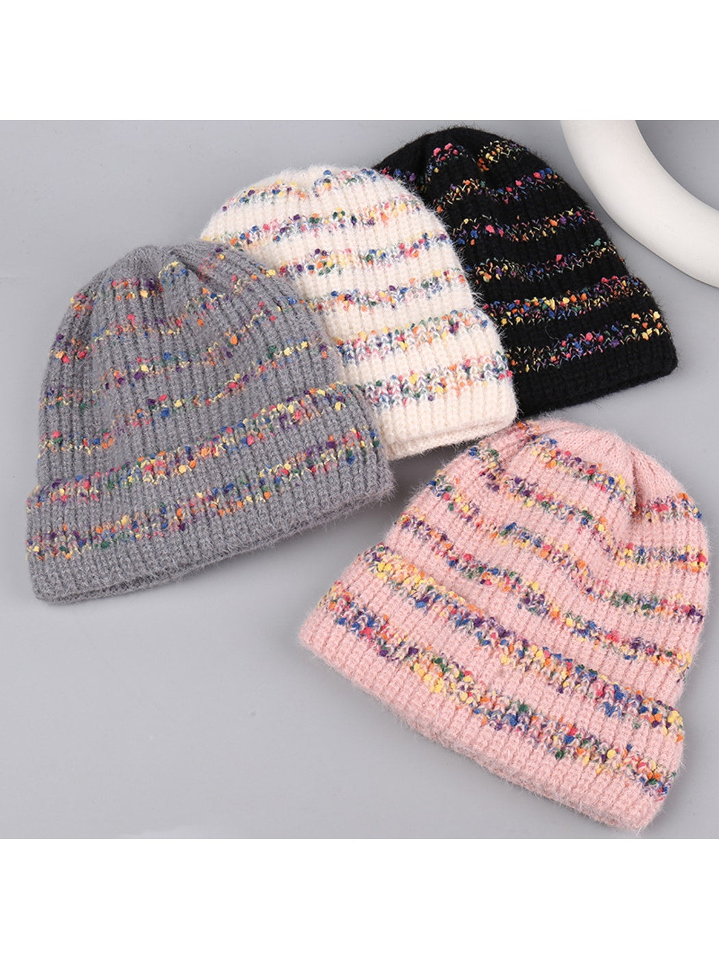 Haila - Sweet Style Round Top Ribbed Knit Beanie