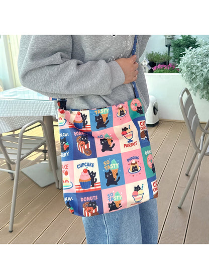 Cosbai - Cute Cat Dessert Print Casual Crossbody Bag