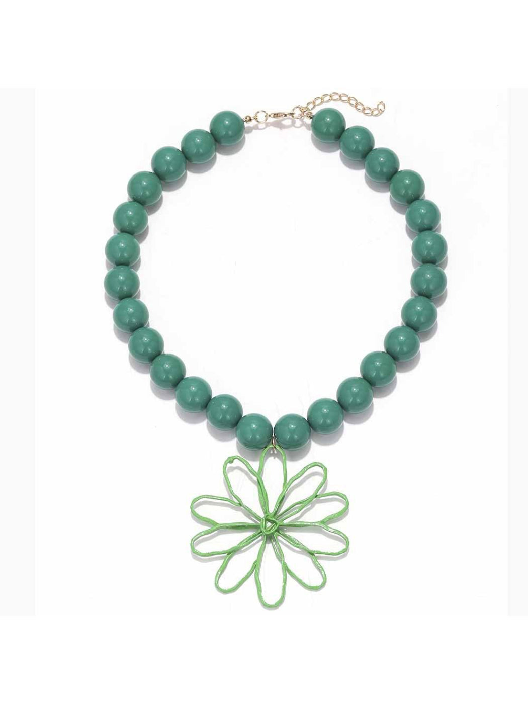 Neckit Statement Flower Pendant Beaded Necklace showing full length and flower pendant