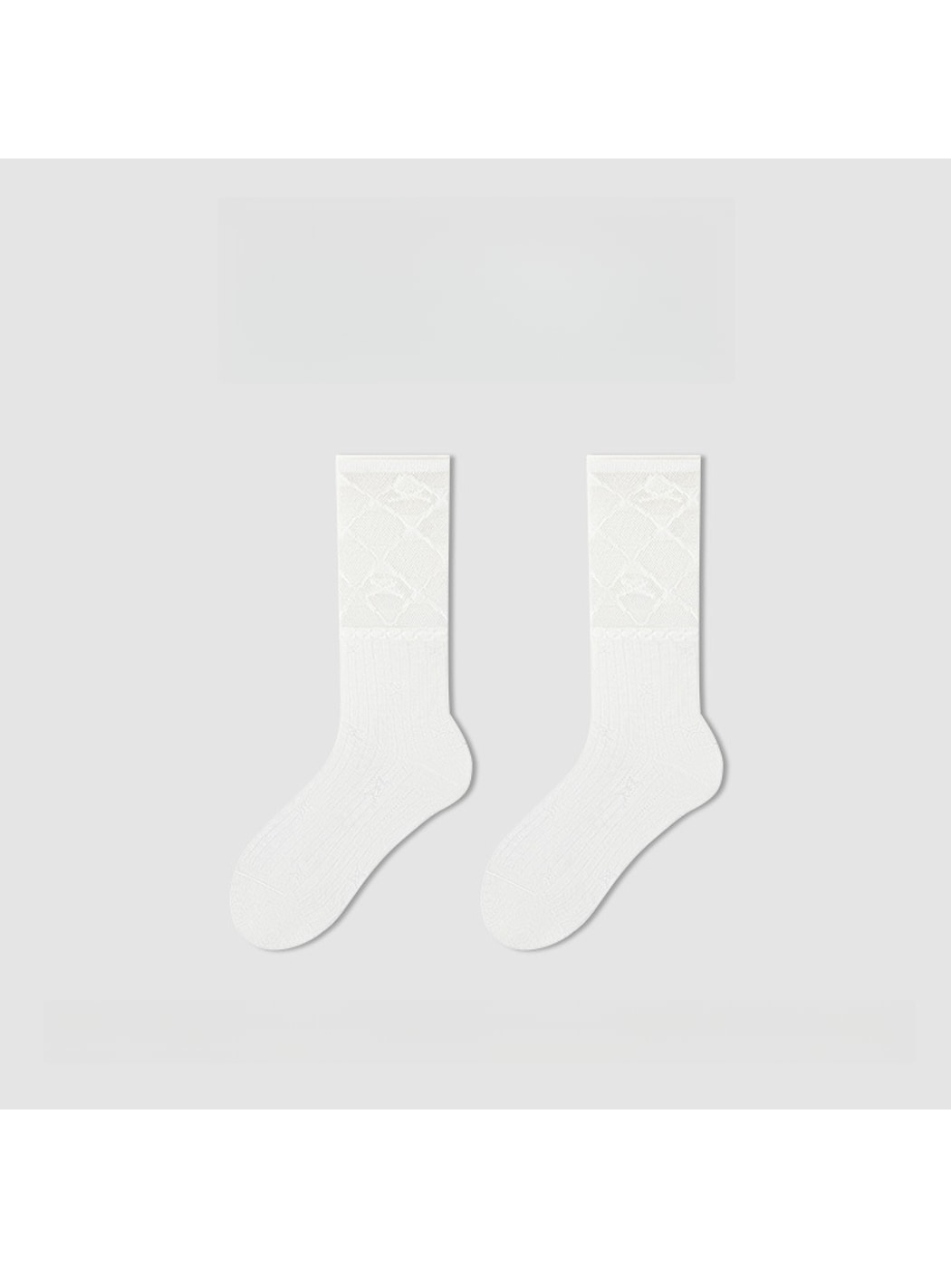 Rufia - Minimalist Solid White Openwork Crew Socks