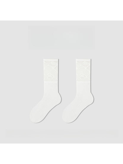 Rufia - Minimalist Solid White Openwork Crew Socks